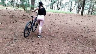 A beautiful bike ride through the forest ended with a fuck