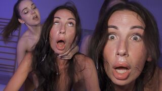 Submissive bimbo teen gets her brains cum after getting roughly banged by FFM