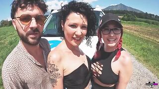 Two couples enjoy sex in their Italian camper