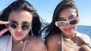 Two girls seduced the boat captain and got his cum in their mouths