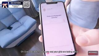 A hot stepbrother and sister fuck session triggered by an app’s naughty game