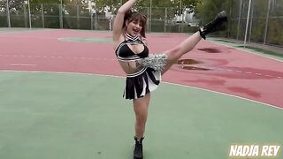 A cheerleader got fucked on the street and swallowed all the cum