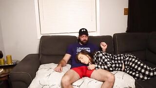 A stepmom got a bit too playful with her stepson on the couch