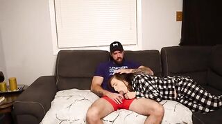 A stepmom got a bit too playful with her stepson on the couch