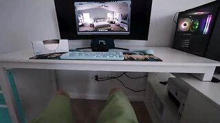 Spy drone captures every moment as I masturbate, shocked by the presence of my stepbrother