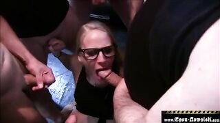 Blonde German amateur Lara Cumkitten gets her mouth filled with cum