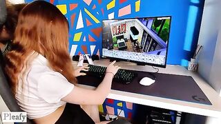The game is over, but the action continues with a hot gamer girl