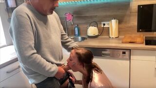 The husband did not notice anything in the kitchen