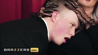 A mature woman gets consoled by a young man, things heat up