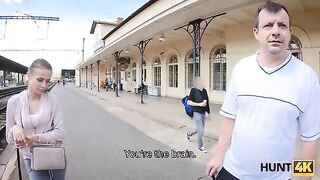Hunter catches girl at train station and fucks for cash