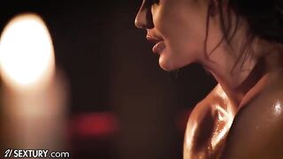 Hot lesbo massage with oil and sensual fingering
