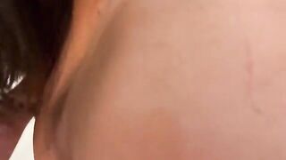 Brunette woman fucked by her stepbrother in the kitchen and she swallows all his cum
