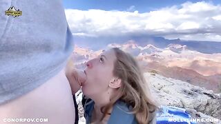 Amateur couple has sex on top of a cliff after hiking - Horny Hiking