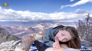 Amateur couple has sex on top of a cliff after hiking - Horny Hiking