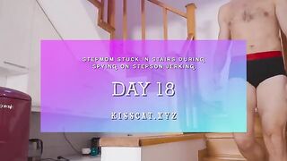 Pervert guy fucks his step mom in the stairs by accident