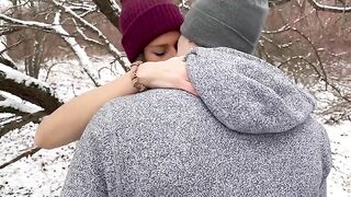 A husband and his friend shared wife's pussy during a snowstorm in the open