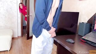 Redhead stepsis forced to lick his cock and swallow cum