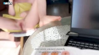 Stepmom explained to stepson the structure of female genital area