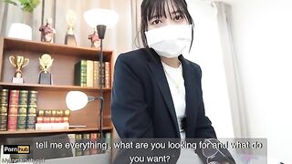 The gardener has a steamy affair with the Asian teacher in the classroom