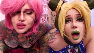 Purple Bitch and JoJo enjoy anal sex with a huge cock in this hot video