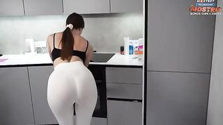 A hot chick is cleaning the house and gets horny, she wants to fuck