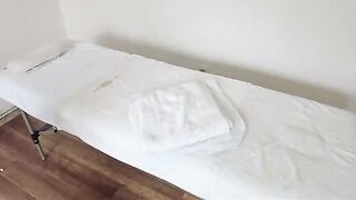 Pervert masseur seduced his client while her husband waited