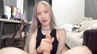 A cute silver-haired girl got a lot of cum in her tight pussy