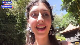 Public blowjob and cumwalk by a risky waterfall