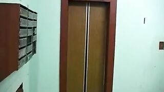 A young girl sucks her brother's cock on the balcony