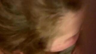 A guy shoved his cock in the mouth of a blonde on the eggs