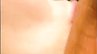 The guy made a cumshot right to the face of his girlfriend near the pool