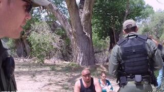 A hot grandma gets fucked by a soldier in the pickup truck