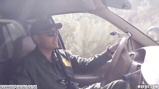A hot grandma gets fucked by a soldier in the pickup truck