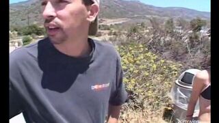 Two sexy guys fucked a girl and dragged her in the car