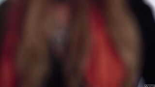 Three flaps fucked a blonde in sexy stockings