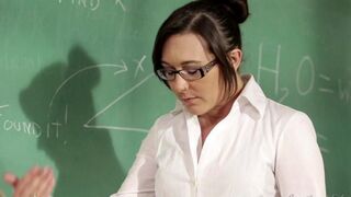 The girl student is being fucked by her lesbian teacher