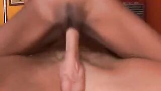 Skinny black woman takes a big white cock in her tight cunt