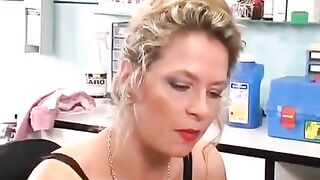 A girl with a pierced clitoris plays with sex toys in 91porn