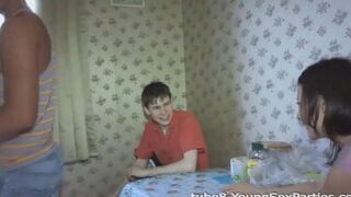 Foursome sex of two couples, amazing swingers party