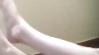 A drunk girl smoked and played with fire, her big tits bouncing