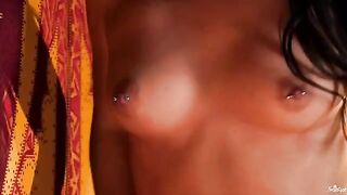 Finger-fucking a girl with pierced nipples is a great fun