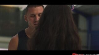 A cute fan got fucked by a hockey player right in the stadium
