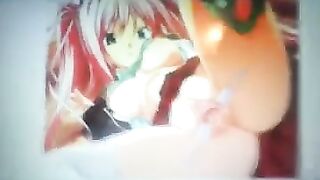 As usual, the guy masturbated on the anime chick's pussy