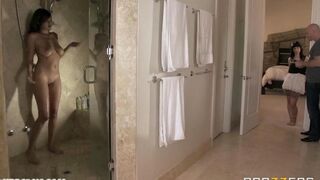 Johnny Sins roughly fucked pretty girl in bedroom, showcasing his powerful stamina