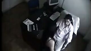 Spy camera in the massage cabin, secret filming of a man