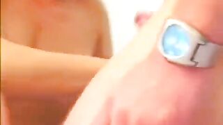 A blonde Russian woman makes a stunning blowjob