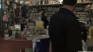 A man fucked a girl hard in the store, she screamed with pleasure