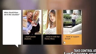 A cute girl is having fun and removing her clothes in a cool scene