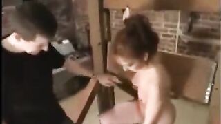A sexy girl was tied up and fucked in a rough sex session