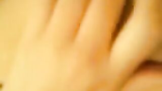 A beautiful girl has an intense orgasm after finishing with a wet pussy on the bed